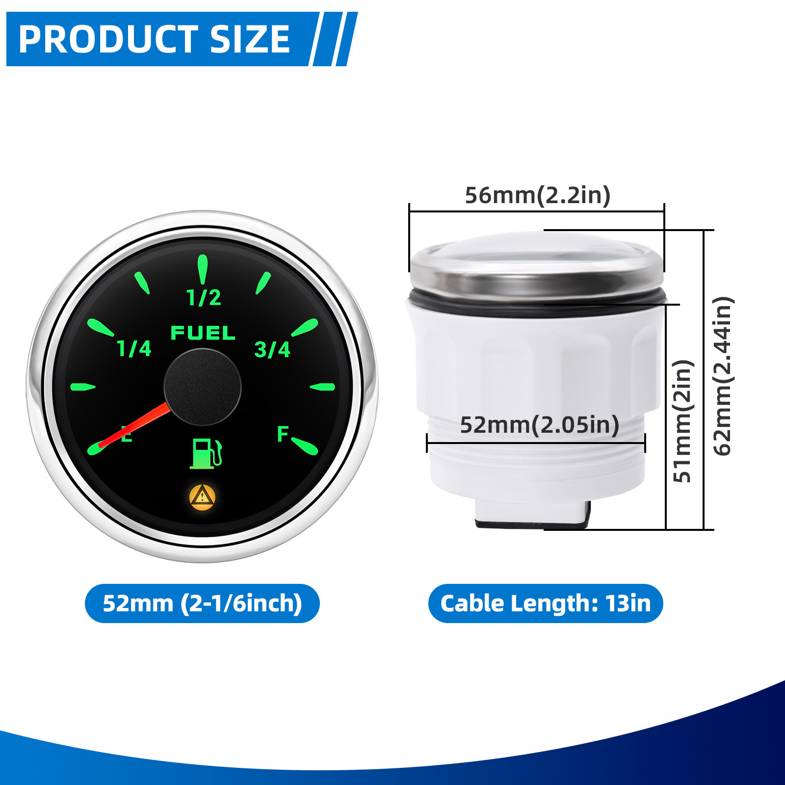 52mm Fuel Level Gauge With Fla - Panel Line Marker 评论和价格